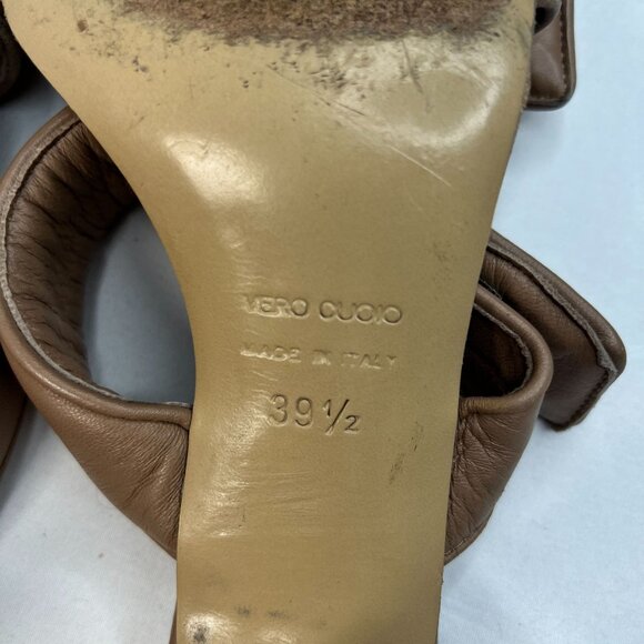 Gia Borghini Pernille Teisbaek Two-Band Puffy Slide Sandals Tan Leather 39.5 - Picture 16 of 16